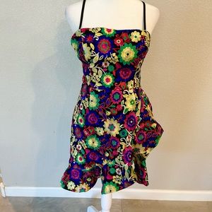 Bright embroidered event dress